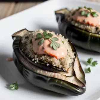 Title image for Chicken and Quinoa Stuffed Eggplant