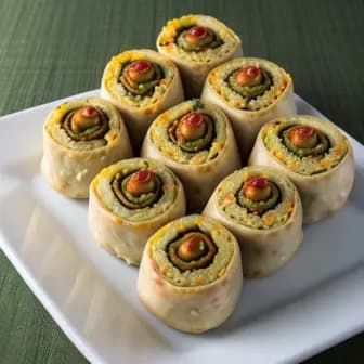 Title image for Vegetable Khandvi (Chickpea Rolls)