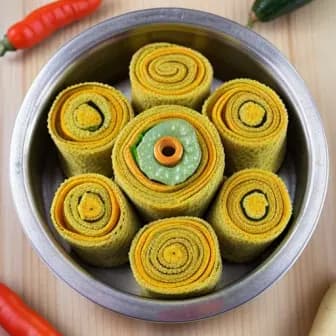 Title image for Vegetable Khandvi (Gram Flour Rolls)