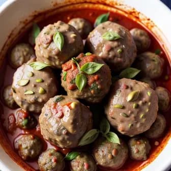 Title image for Lamb and Pistachio Meatballs in Tomato Sauce