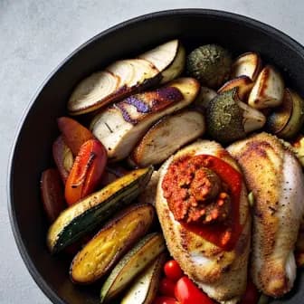 Title image for Chicken and Harissa Roasted Veggie Bowl