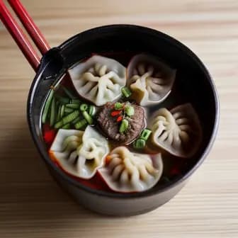 Title image for Beef and Kimchi Dumpling Soup