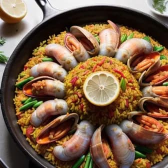 Title image for Lamb and Saffron-Infused Seafood Paella
