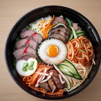 Title image for Beef and Kimchi Bibimbap