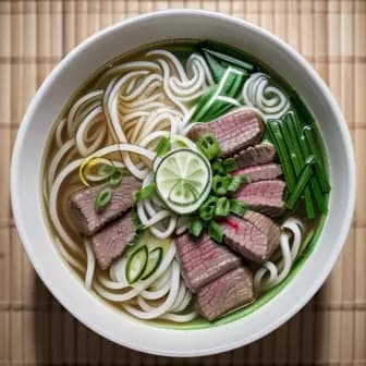 Title image for Beef and Lemongrass Pho Noodles